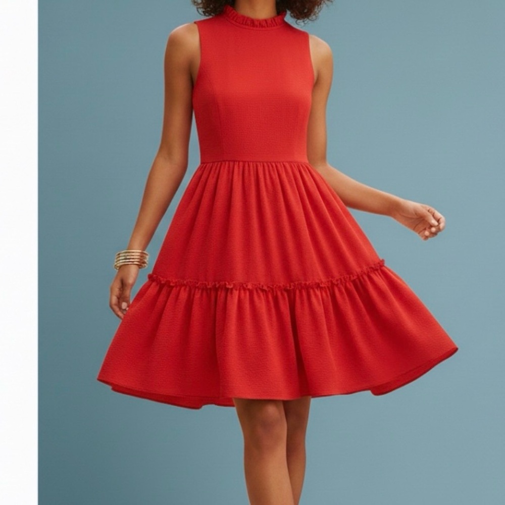 Elliatt Sonnet Red Tiered Ruffle Mini Dress Medium Romantic Coquette Cocktail